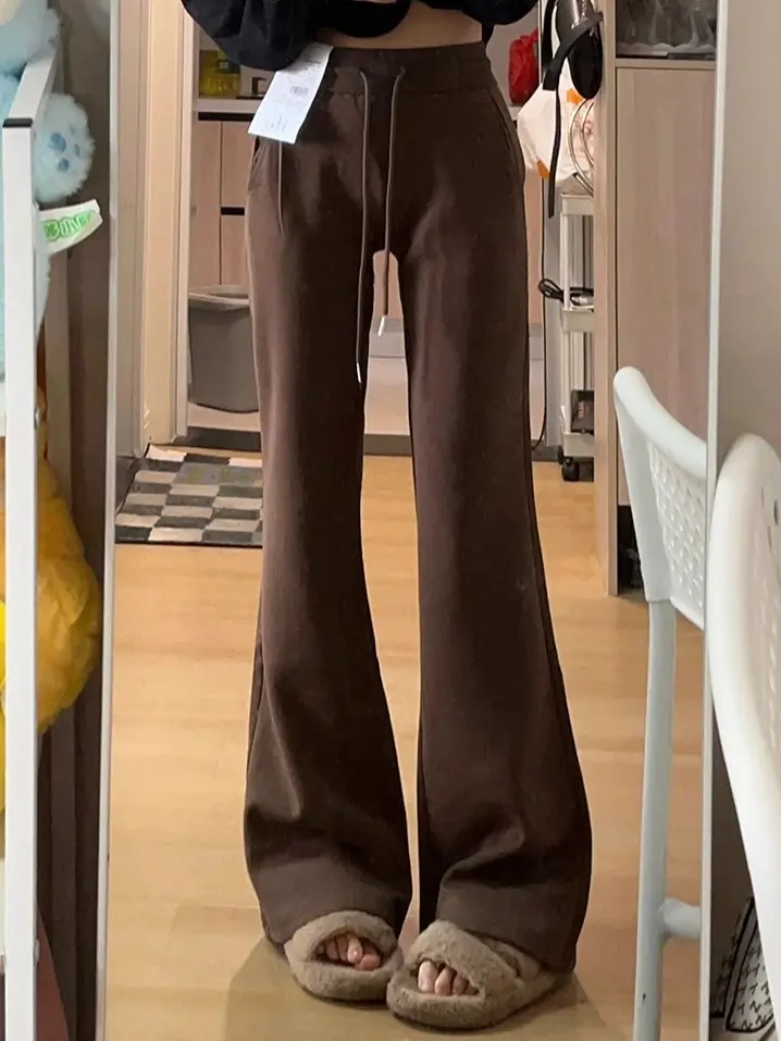 Celana Cutbray Santai Cokelat Wanita Korean Style - Sweatpants Highwaist Loose