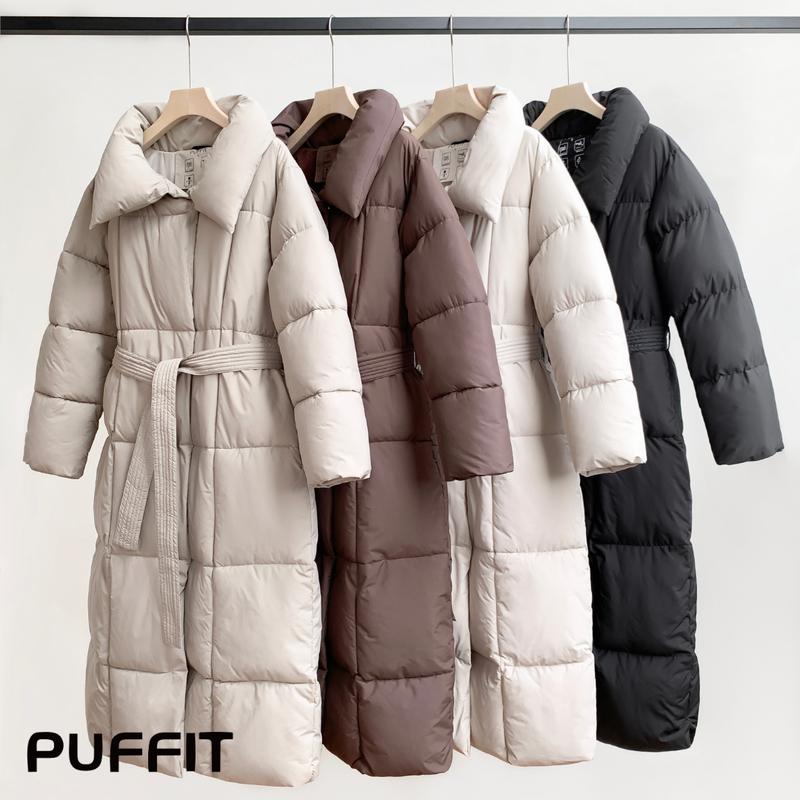 PUFFIT Extra Long Hooded Premium Puffer Jacket Water Repellent Double-open Zip Hooded  Puffer Jacket Womenswear Coats 0