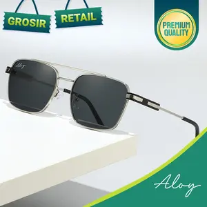 ALOY RETAIL M-MX002-P2 Kacamata Premium Quality Pria/Wanita  Double Bridge Luxury Metal Gradient Sun Glasses Unisex Termurah