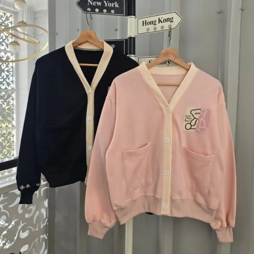 Hoocy Boo Outher Crop Cardie Wanita - Sweater Cardigan Croope Wanita Korean Style Kekinian