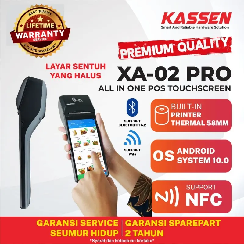 MESIN KASIR POS ANDROID MOBILE WIFI 4G PAPER 58 | KASSEN XA 02 PRO 1