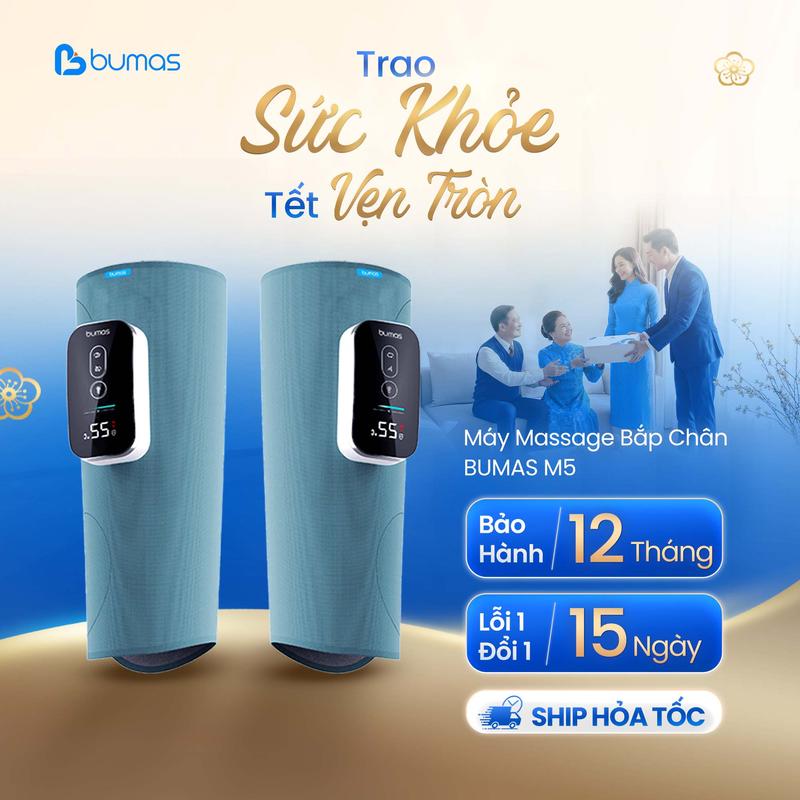   Quà Tết  Máy Massage Chân BUMAS M5- Máy Massage Chân Công Nghệ Khí Nén Bionic 