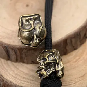 Skull Seduction Brass Bead EDC DIY Paracord Woven Bracelet Lanyard Pendants Accessories Outdoor Tool Hangings Charms