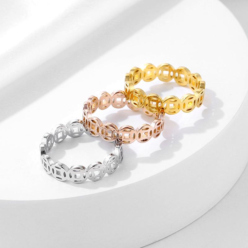 Set Cincin Gelang Pembawa Keberuntungan Model Terbaru Bahan Titanium Steel Anti Karat & Anti Pudar Beli 1 Gratis 1 Aksesori Harian Desain Simple Cocok Pakai Sehari-hari