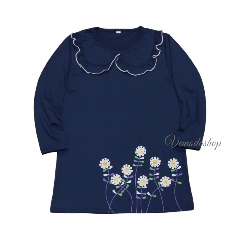 Vemodashop- Baju Tunik Anak Perempuan Usia 3-12 Tahun Motif BUNGA PUTIH Fashion 2