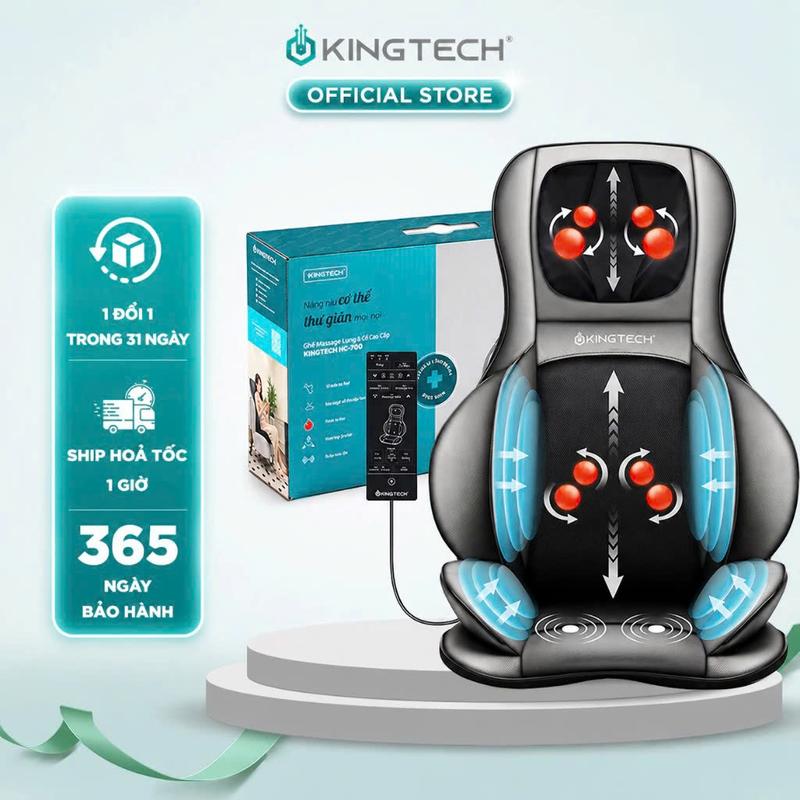 Đệm Massage Toàn Thân KINGTECH KC-700 - Mát Xa 3D Chuyên Sâu Cho Lưng, Cổ Vai Gáy - Quà Tặng Cho Nam Nữ, Sếp, Khách Hàng