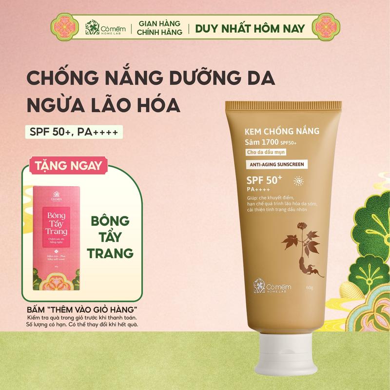  Kem Chống Nắng Sâm 1700 SPF50 PA++++ Ngừa Lão Hoá Bảo Vệ Dưỡng Ẩm Da Cỏ Mềm 60g 