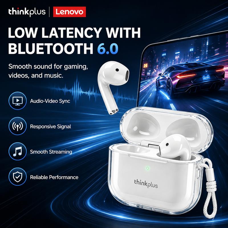 Tai nghe không dây hoàn toàn LenovoThinkplus MLBB Wukong DIY, nhẹ, Bluetooth 6.0, độ trễ thấp, chống nước IPX6, giảm tiếng ồn ENC, cuộc gọi rõ ràng với micro, thời lượng pin 40 giờ kèm hộp bảo vệ