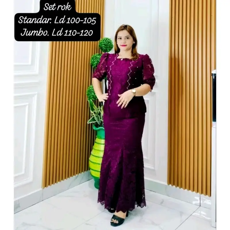 Setrok brukat premium Pecah 8, setrok kebaya wanita, setelan rok gereja 500gram