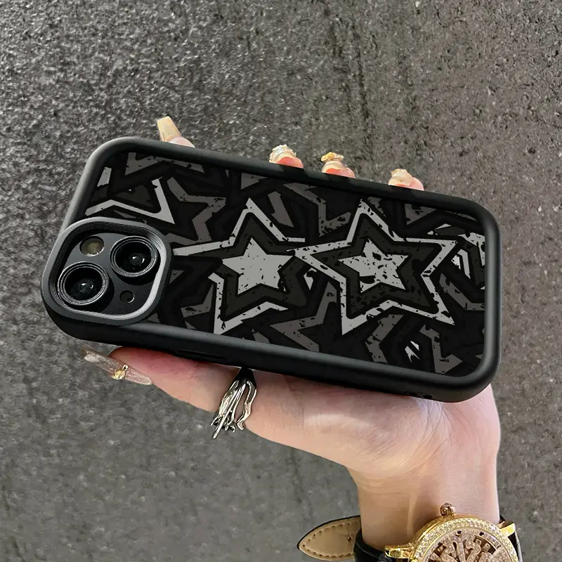 Casing Hp untuk Xiaomi Redmi Note 9 Redmi Note 9s Case sarung HP lembut pola bintang berujung lima hitam dan putih Softcase ponsel casing pelindung silikon Kesing 8