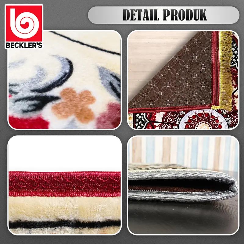 (Beckler's) Sajadah Malaysia Tebal Empuk Rumbai Ukuran 110x70cm/Sajadah Turki Anti Slip 5