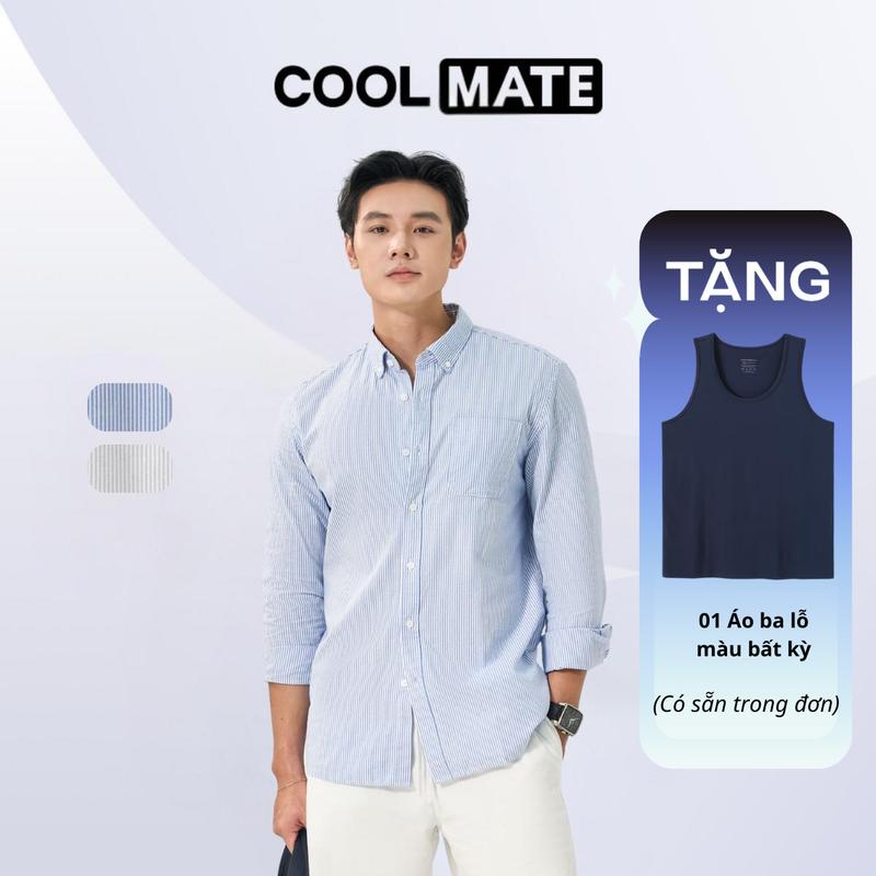   TẶNG 01 Áo ba lỗ   Áo sơ mi nam Casual kẻ sọc thoáng khí - Coolmate 