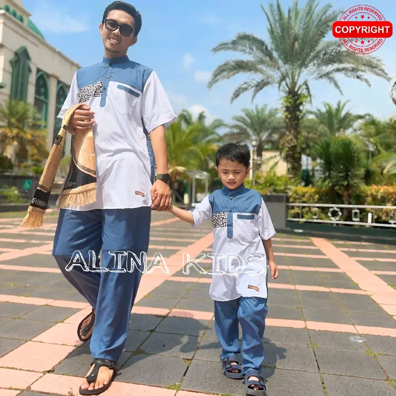 Setelan Koko Couple Pakistan Ayah dan anak Laki-laki 2thn-12thn Model Terbaru kekinian 2025/Bahan Katun micro Premium Grade A 1