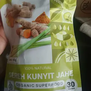 TEH KUNYIT,JAHE & SERAI/TUMERIC GINGER with LEMONGRASS TEA Herbal Tea Isi 30 Teh Celup jsr dr zaidul akbar
