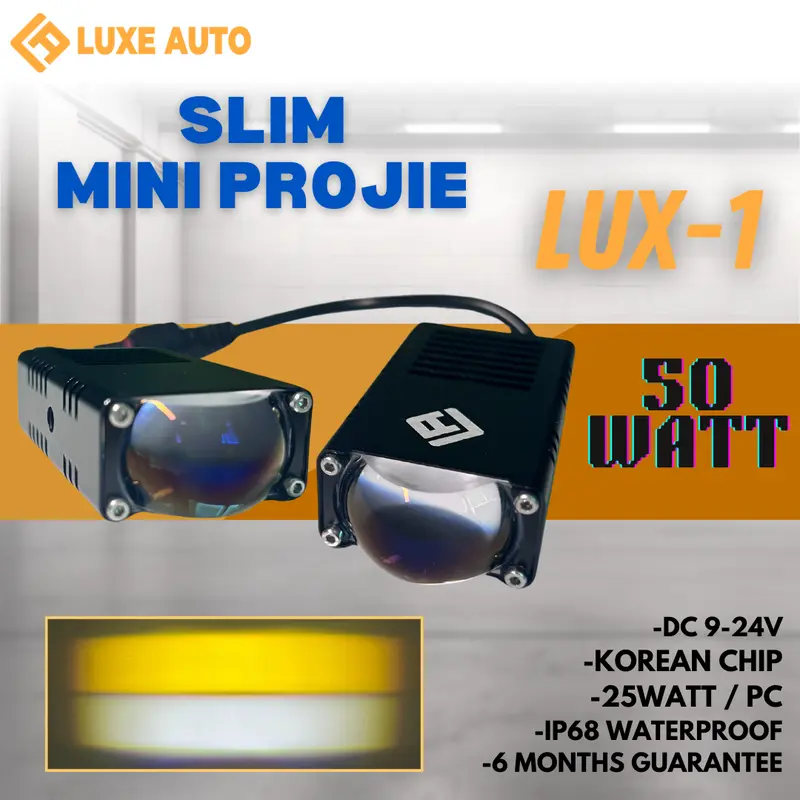 Slim Mini Projie LUX-1 Blue Lens Lampu Tembak Mobil Motor LED 0