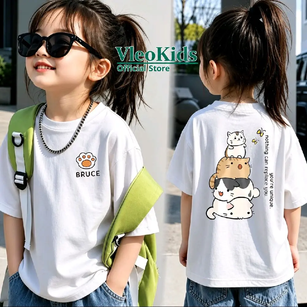 Vleo Kids T-shirt motif BRUCE kaos Anak  Umur 1-13 Tahun Bahan Cotton Combed 30s Desain DTF Tahan Lama & Nyaman untuk Anak Perempuan & Laki-laki