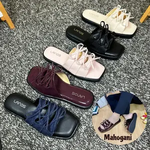 Sendal RENATA Sandal Flat Kekinian Sandal Slop Pita Sendal Cewek Platform 3cm Empuk