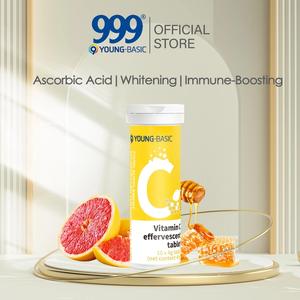 Vitamin C EffervescentTablet, 9YOUNG-BASIC, 1 Botol 4g x 10 tablet, Suplemen Vitamin C, dengan Perisa Madu dan Pomelo, Perisa Pic dan Oolong, Minuman Segera