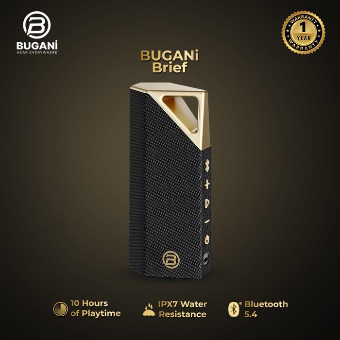 Gambar BUGANi Brief Bluetooth Speaker With Powerful Bass and crystal-clear Sound - Black Gold dari Bugani Indonesia Kota Administrasi Jakarta Utara Tokopedia