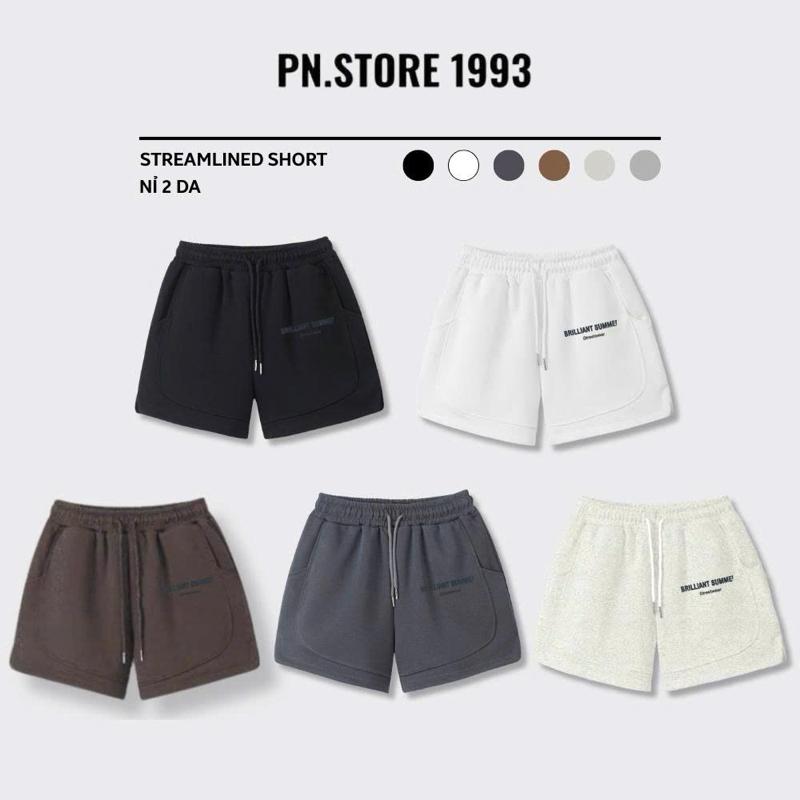 Quần Short Nỉ 2 DA PN.Store 1993 in BRILLIANT SUMMER Quần Đùi Cạp Chun Ống Rộng Nam Nữ Unisex Phong Cách Trẻ Trung Năng Động
