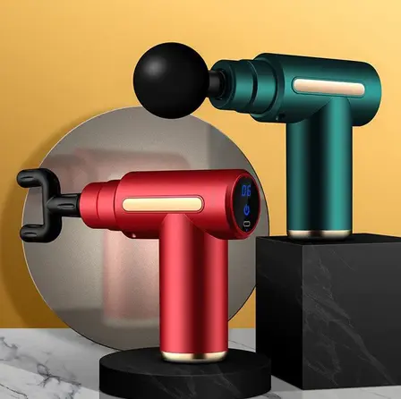 Mini Fascia Massage Gun Compact and Silent Portable Muscle Relaxation Vibration With 4 Head LED Digital Display Massager