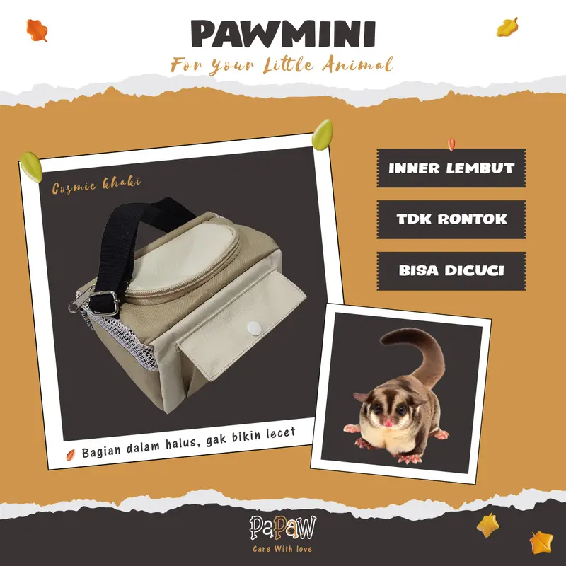 Tas Sugar Glider Lucu Travel Pouch Model Kubus Untuk Tupai Terbang Hamster Paw Mini 3
