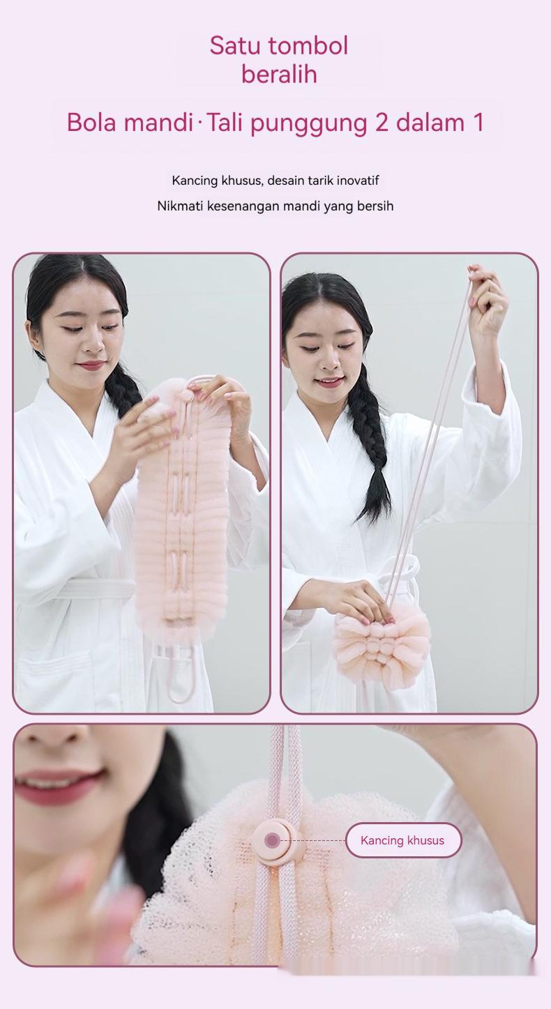 Bola mandi elastis, handuk mandi dua-dalam-satu yang dapat meregangkan punggung, handuk mandi bernilai tinggi untuk menghilangkan lumpur tanpa rasa sakit