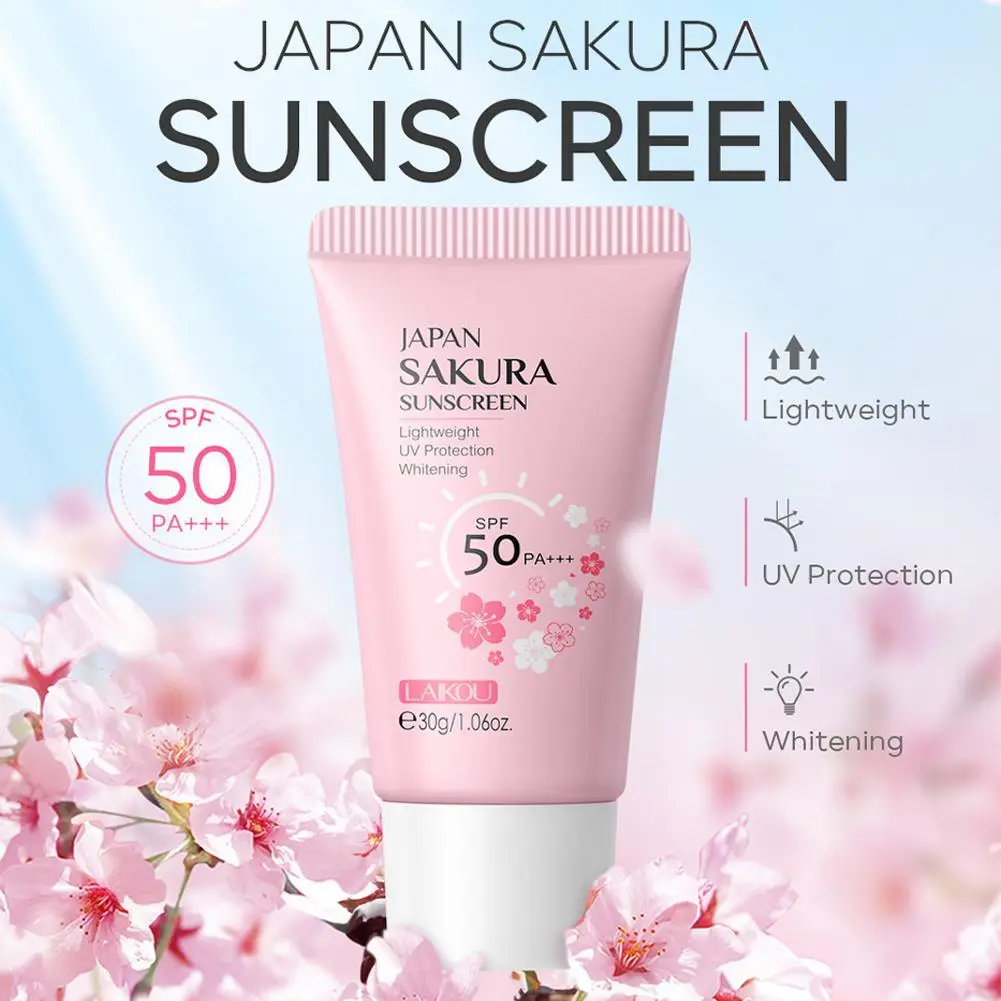 LAIKOU Sakura Moisturizing Sunscreen Cream For Face SPF50 PA+++ W9L7 tinted  sunscreen  azloe
