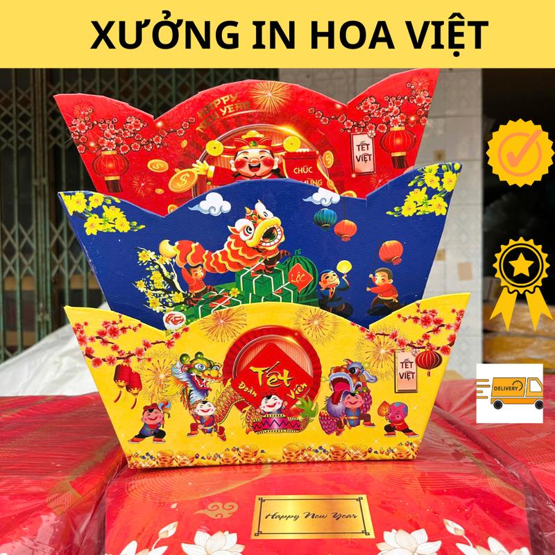 Combo 3 giỏ gói quà tết khay thuyền đóng quà tết đế làm giỏ thuyền tết