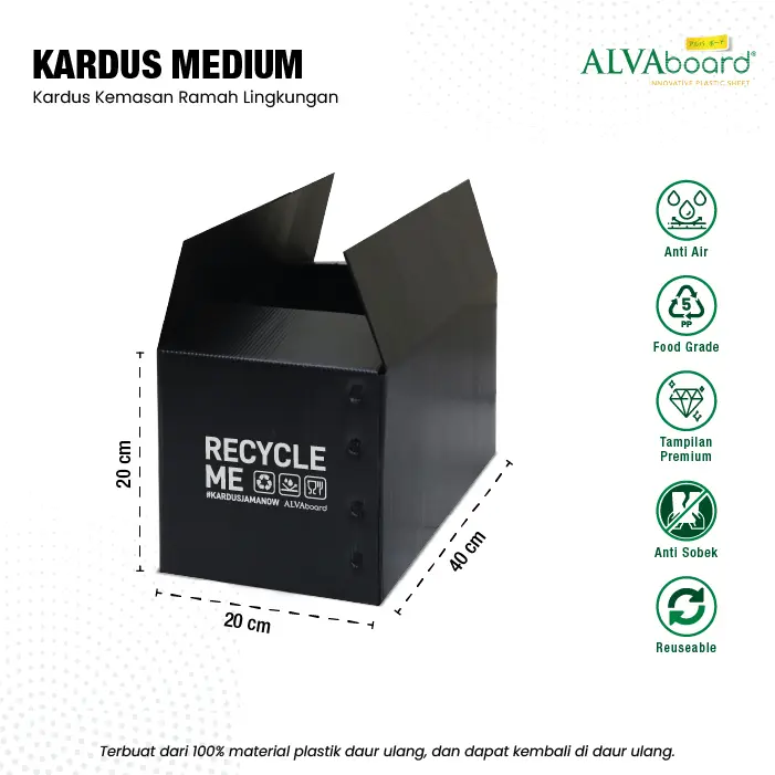 Kardus Packaging ALVAboard Box Pengiriman Medium Ukuran 40x20x20 cm (P x L x T)