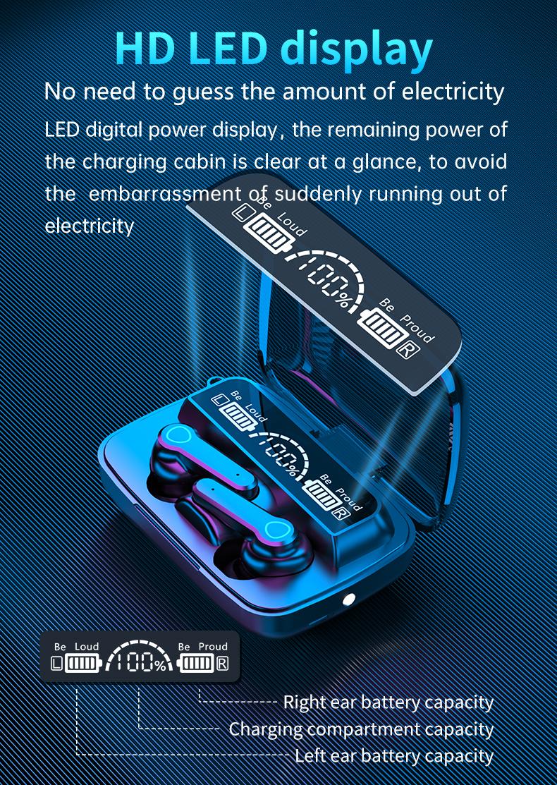 Product Introduction of Tai Nghe Không Dây Bluetooth 5.1 M19, Tai Nghe Chống Nước, Tai Nghe Nhét Tai Chống Mồ Hôi, Hộp Sạc Tai, Âm Thanh Nổi, Khử Tiếng Ồn, Hoạt Động Cảm Ứng Có Thể Sạc Lại 22