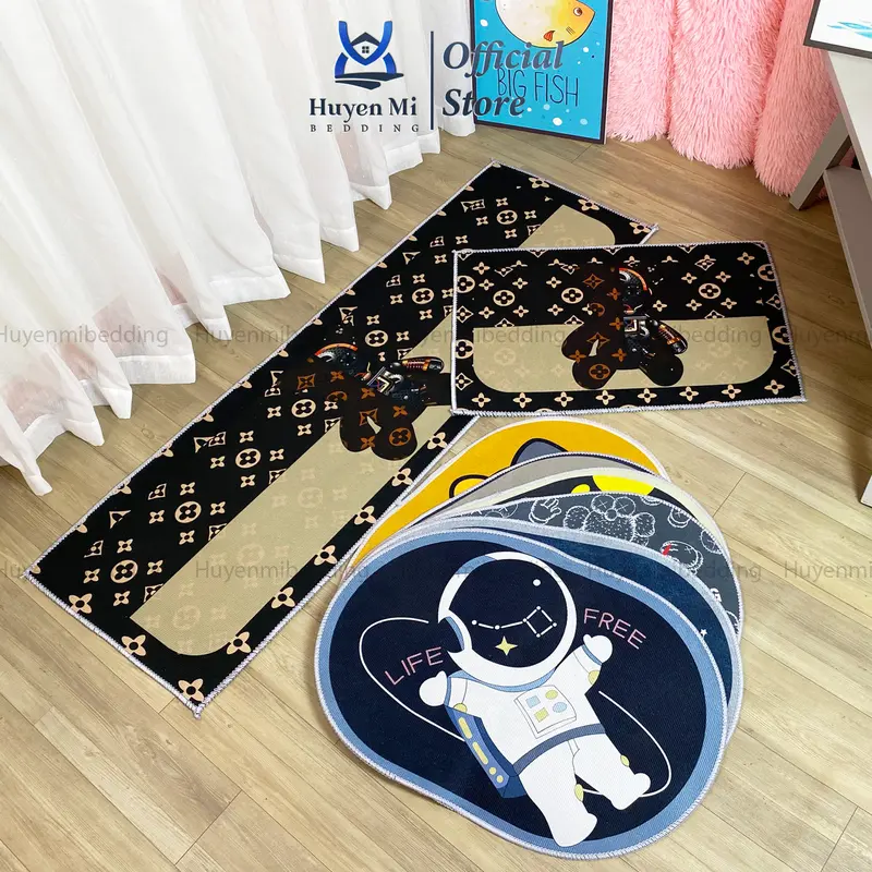 Huyền Mi Bedding Combo 1 Bộ Thảm Bếp 2 Tấm Theo Mẫu 40x120cm & 6 Tấm Thảm Lau Chân Ngẫu Nhiên Chất Nỉ Lì Chống Trơn Trượt Cao Su TPR Giữ Bụi Hiệu Quả 4