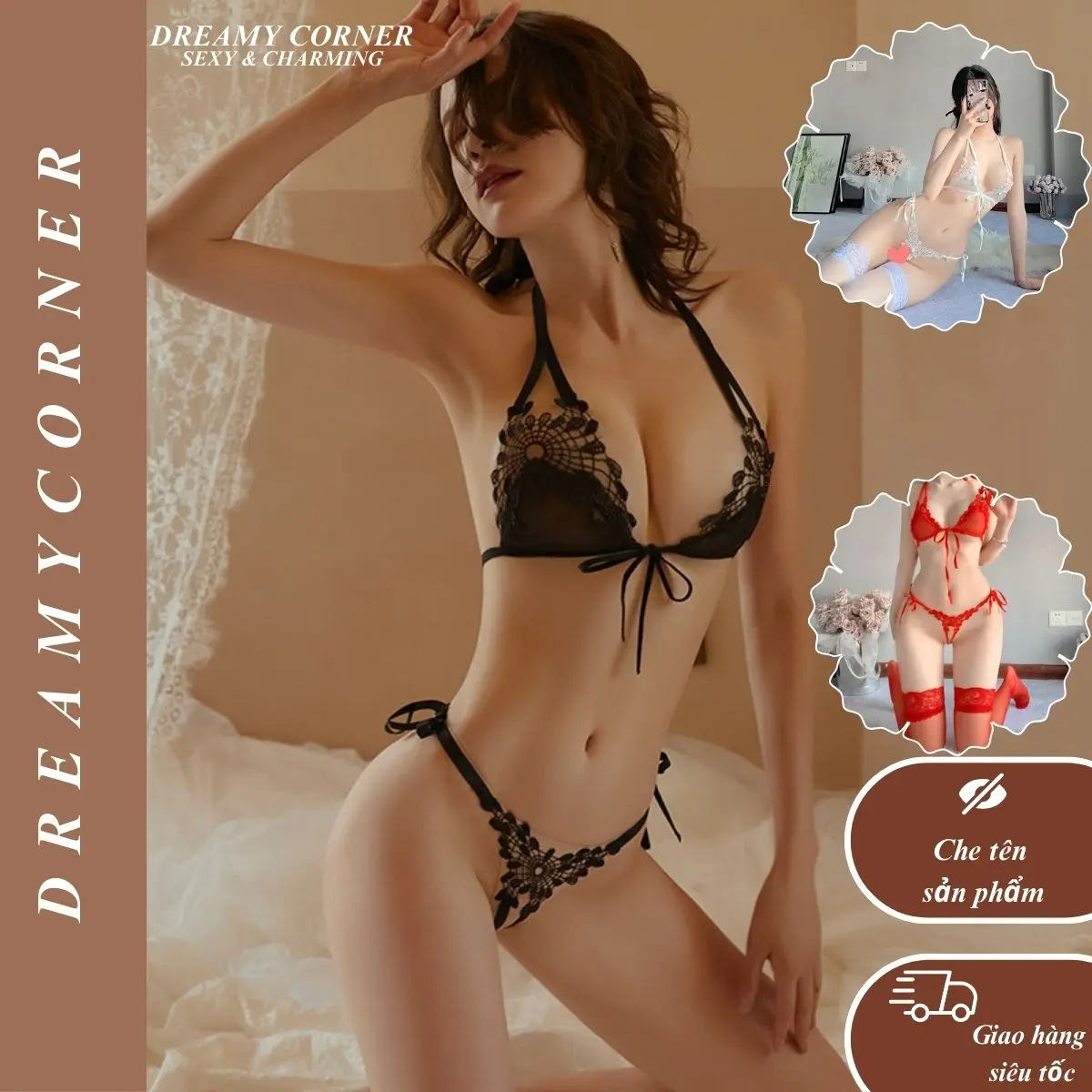 SET ĐỒ LÓT REN THẮT NƠ GỢI CẢM  DL13 – SANG TRỌNG, QUYẾN RŨ & ĐẦY SỨC HÚT