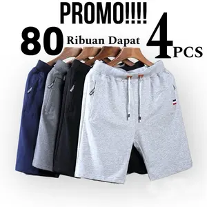Celana Bebyteri Pendek Zipper Unisex Saku Kanan Kiri Resleting Paket Hemat 4pcs 80ribuan Dewasa Hitam Abutua Navy Abumuda