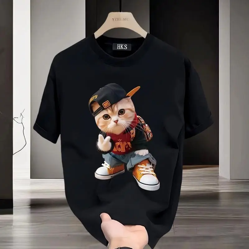 DeWardrobe "Cat Yes'' | Kaos Katun Premium Pria Wanita Unisex Lengan Pendek | Retro Streetwear Vintage Korean Style | COD
