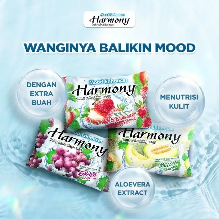 Sabun Mandi Batang HARMONY Fruity Refreshing Bar Soap 70 gram (isi 12 Pcs) Wangi Buah 6
