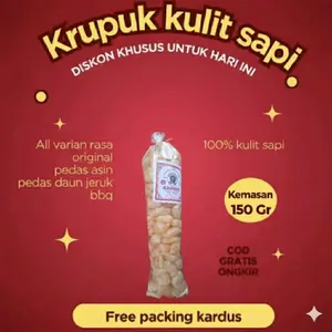 1 Ball Kerupuk Kulit Sapi 150gr asli viral/dorokdok kerupuk kulit sapi Varian Rasa Bisa Camilan Snack Terbaik
