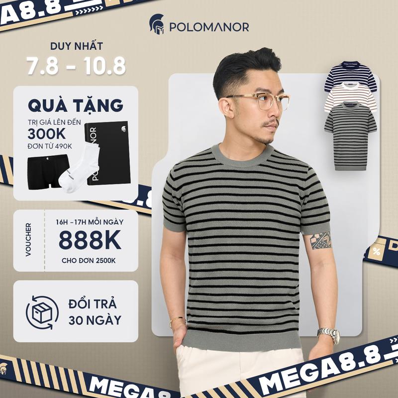 [GIẢM 50%] Áo thun nam cổ tròn cao cấp HORIZ, BST FALL WINTER, vải dệt kim, sang trọng - POLOMANOR