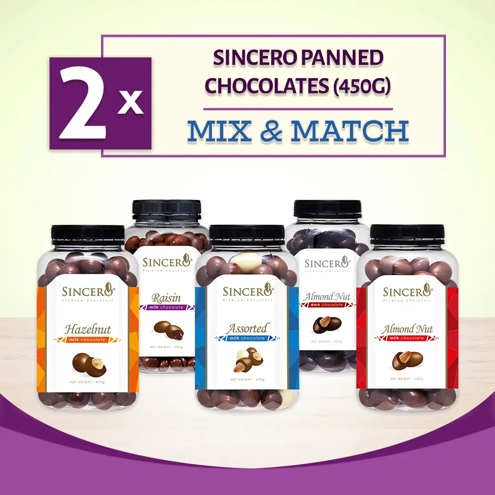 [Bundle of 2] Sincero Dark Chocolate/Milk Chocolate - Almond Hazelnut Raisins Assorted 450g