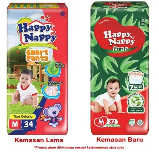 Happy Nappy Pants / M 34 / L30 /L 28 /  XL 26 / Kemasan Lama dan Kemasan Baru (Random)