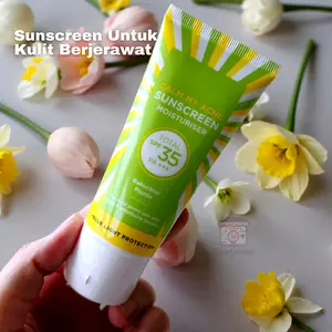 Calm My Acne Sunscreen Aazarine Moisturizer SPF 35 PA+++ 40ml Untuk Kulit Berjerawat Berminyak Perawatan Wajah