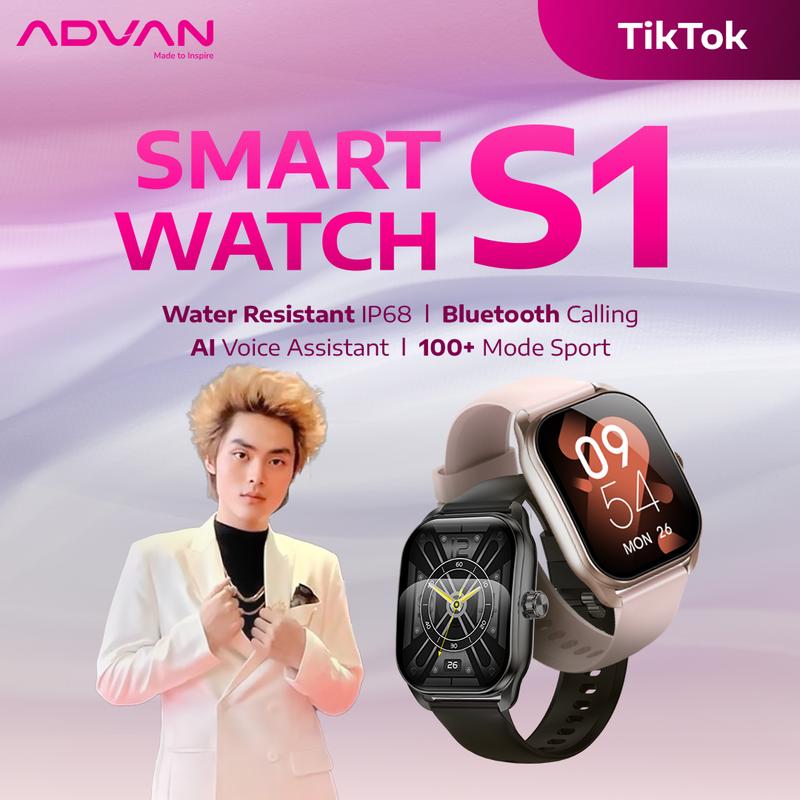 [Exclusive Riccie] ADVAN Smartwatch S1 AI Voice Assistant IPS Display 2.01" Touchscreen Waterproof IP68 Bluetooth Call Health Monitoring 1