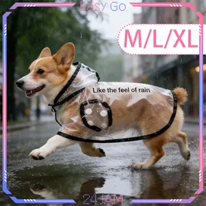Jas Hujan Anjing Transparan Dog Raincoat Full Cover Jas Ujan Anjing Jas Hujan Untuk Anjing Kucing