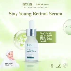 Amura Stay Young Retinol Serum 15ml | Retinol Memudarkan Flek Hitam Menyamarkan Garis Halus Memudarkan Kerutan Menghaluskan Tekstur Kulit Anti Aging Mencerahkan Muka Meratakan Warna Kulit Merawat Kulit Berjerawat