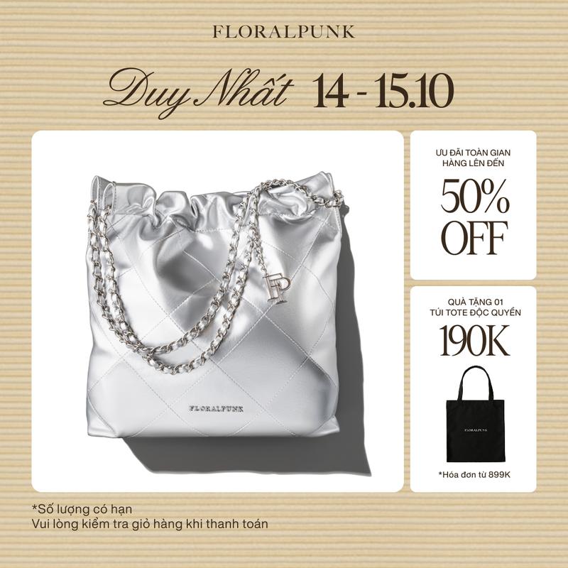 Túi xách Floralpunk Brooklyn Shopper Bag Silver Túi Xách Quai Xách Đựng Laptop 14 inches