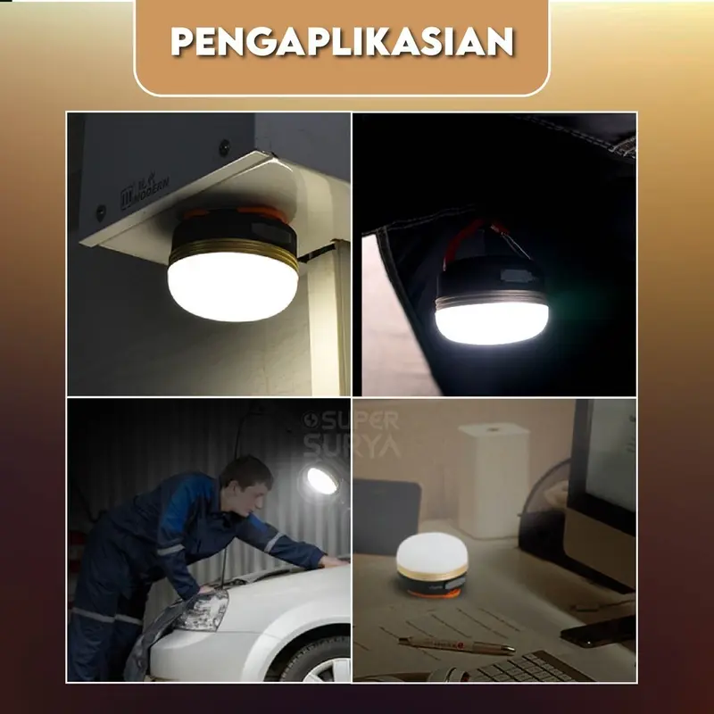 Lampu Tenda Gantung 5 Mode Magnetic 180 Lumens Emergency Camping Bakpao Bapao Indonesia White 1