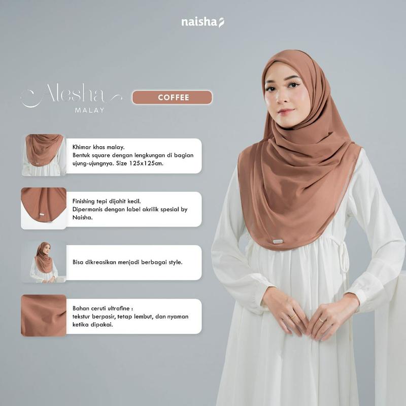 Alesha Malay by Naisha - Hijab Malay Segi Empat / hijab instan terbaru kekinian premium / Bayar Ditempat Khimar Pink Muslim Soft 1