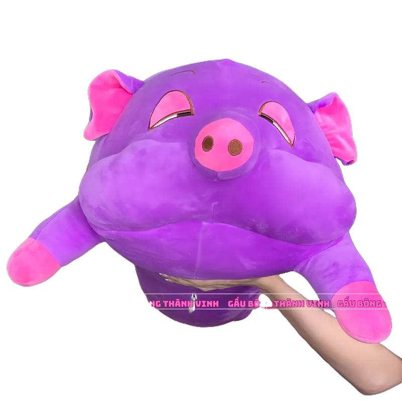 Gấu Bông Heo Mắt Híp 1m1 Màu Tím Siêu Cute Vải Miniso Mềm Mịn Thú Nhồi Bông Đồ Chơi Thú Bông