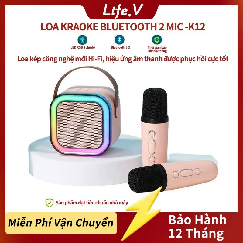 Life.V Loa Mini K12 Nghe Nhạc Hát Karaoke Led Rgb 7 Màu. Củ Loa Magnet Kem Máy Loa Bluetooth. loaluot binh phuoc. loa nhỏ mini gọn cực mạnh. loakaraoke k12. miniloa. thung loa. loa đichơi. Loa Bluetooth Thiết Kế Đẹp Mắt Âm Thanh Sống Động
