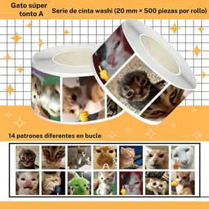 500 piezas de rollo de pegatinas de gato graciosas para sellar tazas, computadoras, cuadernos y equipaje, regalo de cumpleaños.